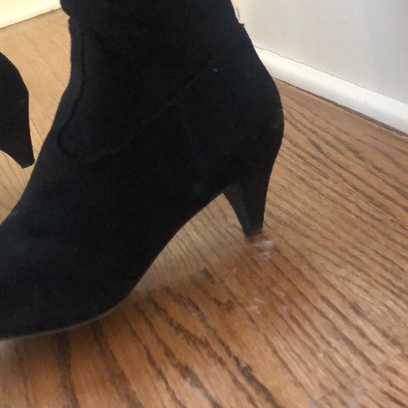 Over The Knee Black Faux Suede Boots - Picture 12 of 14